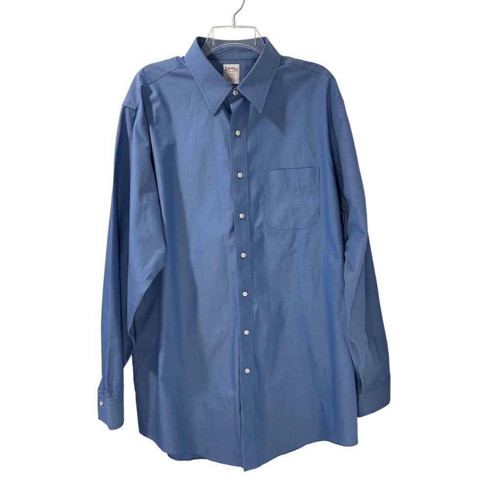 Brooks Brothers Regular fit men’s blue button down shirt size 17 1/2” #1-1897